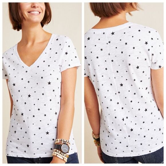 Agolde T shirt Womens size Medium V Neck stars Pima Cotton essential Casual - Picture 1 of 13